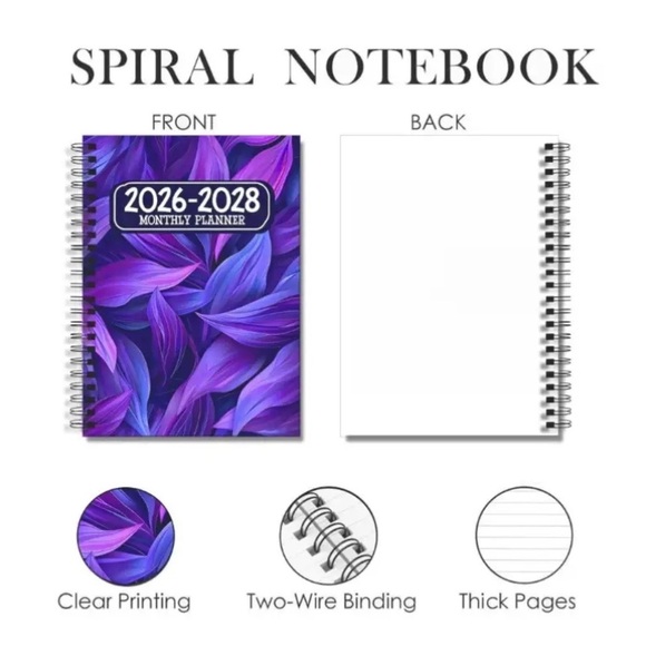 Purple Leaf Design Monthly Planner 2026-2028 - Picture 3 of 8